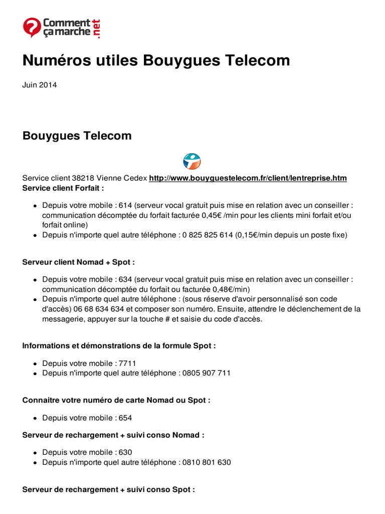 numéro client bouygues